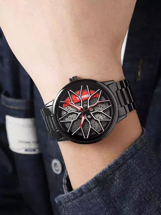 Skmei B2 Ψηφιακό Ανδρικό Ρολόι 46mm Μπαταρίας με Μαύρο Μεταλλικό Μπρασελέ