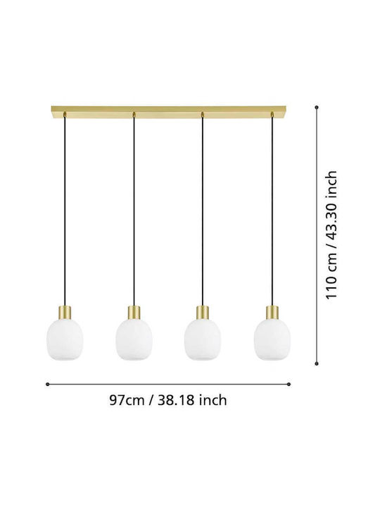 Eglo Manzanares Pendant Light Gold Rail for 4 Bulbs E27 97x14.5x110cm