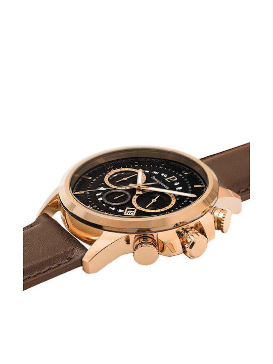 Pierre Lannier Men's Watch Chronograph Battery with Brown Leather Strap