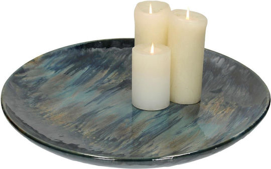 Zaros Dekorative Platte Rund Keramik Blau 1Stück 47x47cm
