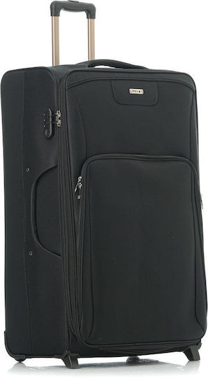 RCM 16108 Large Travel Suitcase Fabric Black with 4 Wheels Height 87cm