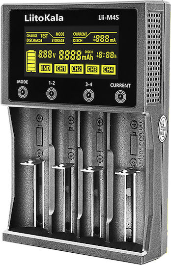 LiitoKala Lii-M4S Ladegerät 4 Batterien Li-Ion/Ni-Cd/Ni-MH Größe /A/A/ /A/A/A/ / / /1/8/6/5/0/ /2/1/7/0/0/ / / / / in Schwarz Farbe