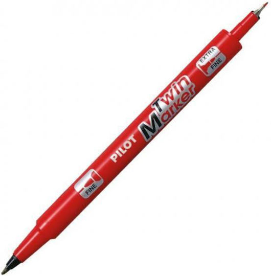 Pilot Twin Ανεξίτηλος Μαρκαδόρος Red