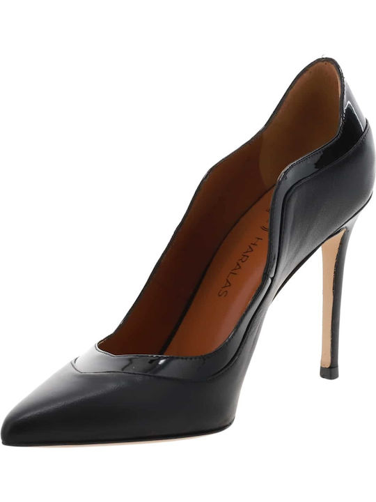 2536-93 Pantofi Cu Toc Ascuțiți Din Piele Negri