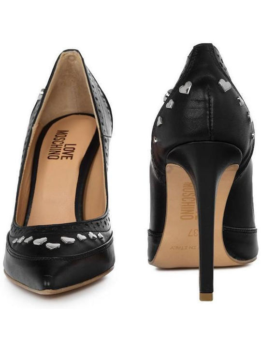 Moschino Leder Pumps mit Stiletto-Absatz Schwarz