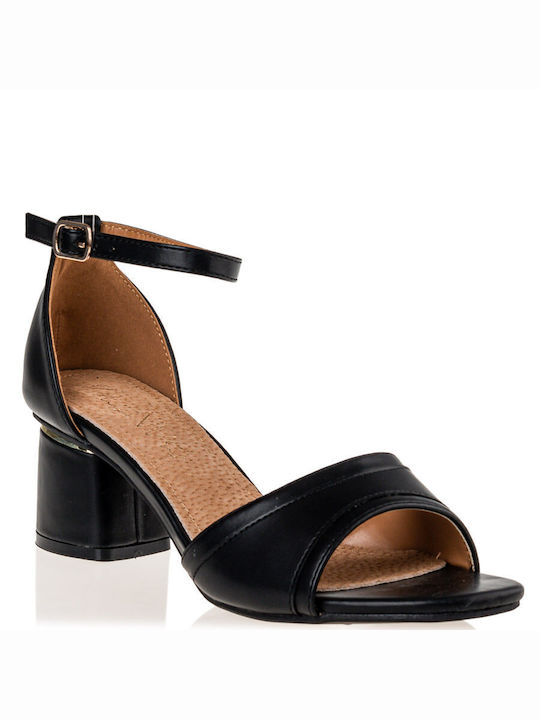 Envie Shoes Sandale dama cu Gros Toc Mediu in Culorea Negru