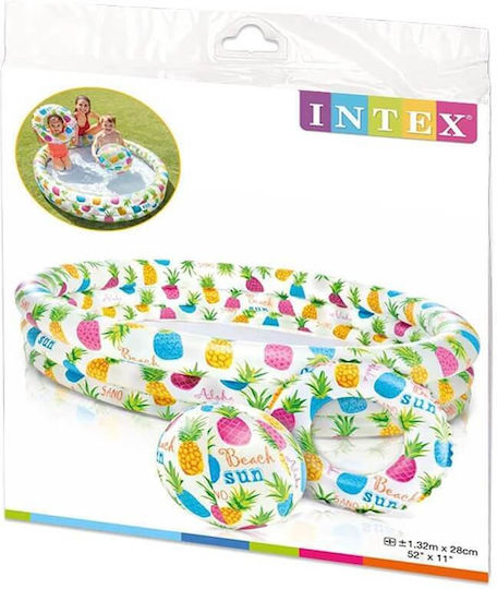 Intex Splash Παιδική Στρογγυλή Πισίνα 248lt Φουσκωτή 132x28εκ. Pineapple Splash