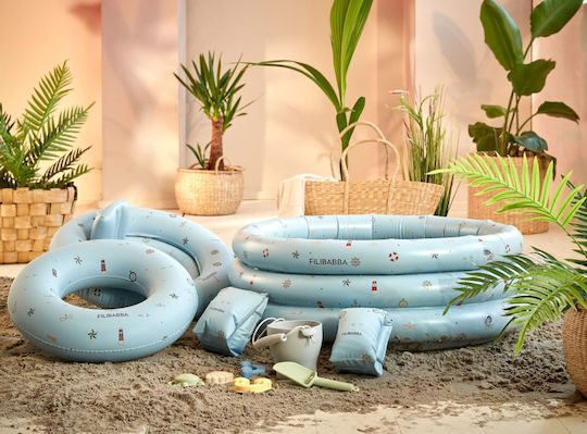 Filibabba Little Sailor Children's Round Swimming Pool 43lt Inflatable 80x26cm Blue