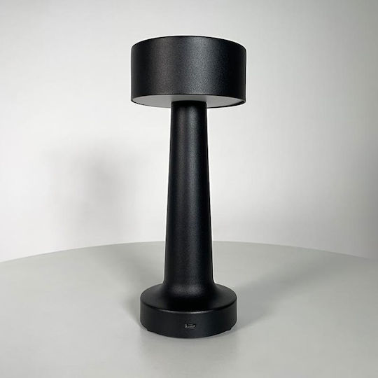 Lucas LED Wiederaufladbar Metall Tischlampe LED mit Schwarz Schirm und Basis