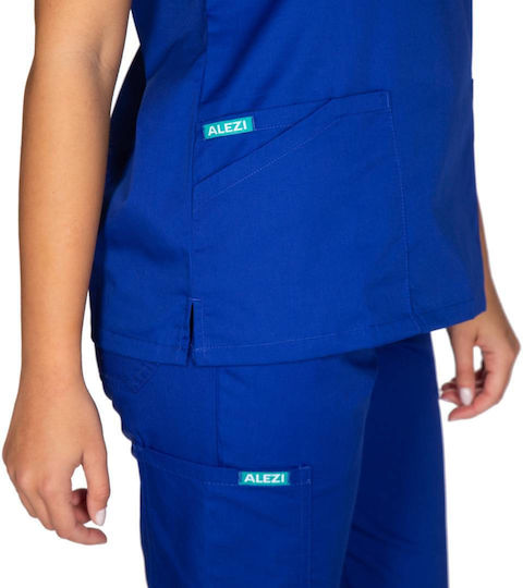 Alezi Women's Blue Pants & Blouse Set Cotton and Polyester