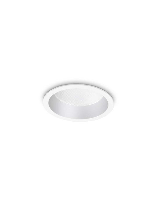Ideal Lux Στρογγυλό Μεταλλικό Χωνευτό Σποτ με Ενσωματωμένο LED και Θερμό Λευκό Φως Λευκό 10.3x10.3εκ. 1τμχ