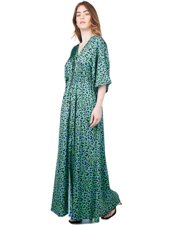 Summer Maxi Dress for Wedding Christening Satin Green