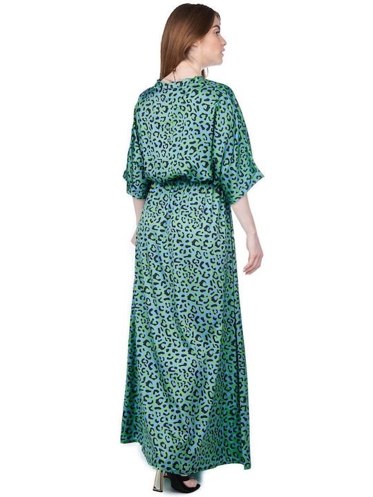 Collectiva Noir Summer Maxi Dress Satin Green