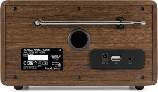 Audizio Padova Επιτραπέζιο Ραδιόφωνο Ρεύματος DAB+ με Bluetooth και USB Καφέ