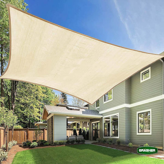 Grasher Ε220 Rectangular Shade Sail Ecru With Hoop 4x6m 180gr/m²