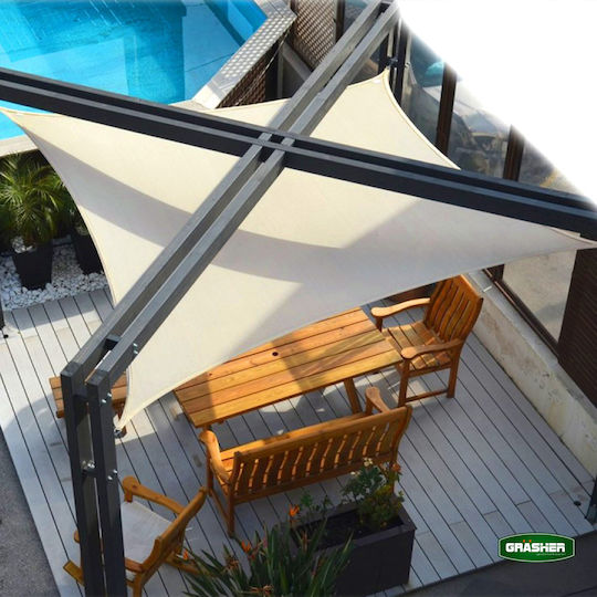 Grasher Ε220 Rectangular Shade Sail Ecru With Hoop 3x4m 180gr/m²
