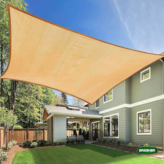 Grasher Ε220 Rectangular Shade Sail Beige With Hoop 3x4m 180gr/m²