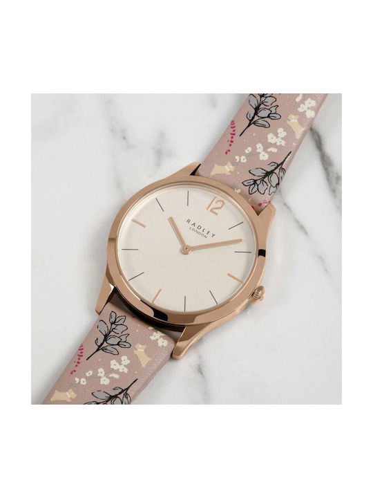 Radley Women's Watch with Pink Gold Leather Strap