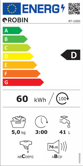 Robin Πλυντήριο Ρούχων 5kg 1000 Στροφών Eco-Logic RT-1050