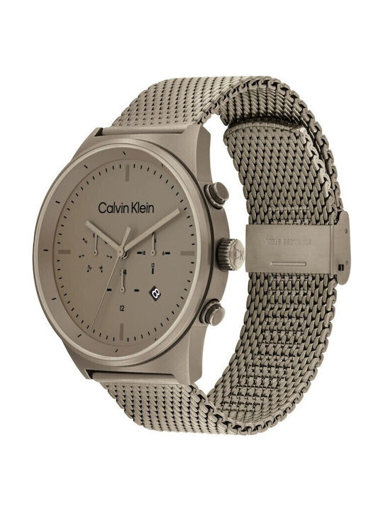 Calvin Klein Impressive Ανδρικό Ρολόι 44mm Χρονογράφος Μπαταρίας με Γκρι Μεταλλικό Μπρασελέ