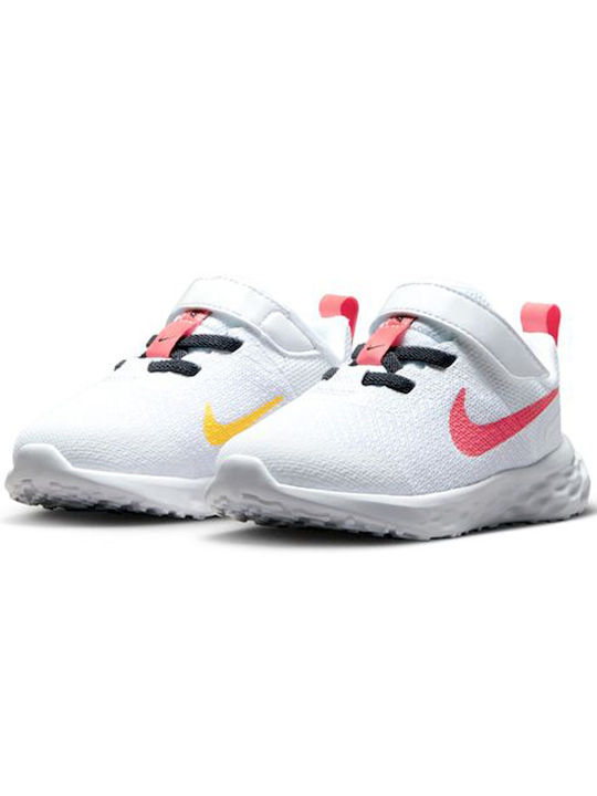 Nike Kids Sports Shoes Running Revolution 6 White / Gridiron / Laser Orange / Sea Coral