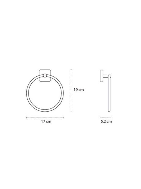 Karag Quattro Single Wall-Mounted Bathroom Ring ​19x19cm Black Matt