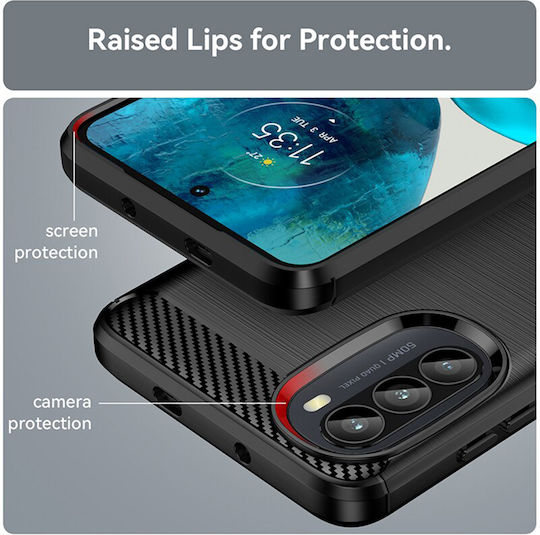 Techsuit Carbon Back Cover Silicone Black (Moto G52)
