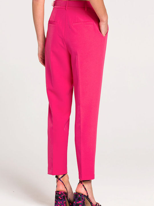 High rise trousers straight line - magenta