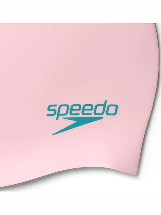 Speedo Plain Moulded Silicone Kids Swimming Cap Pink