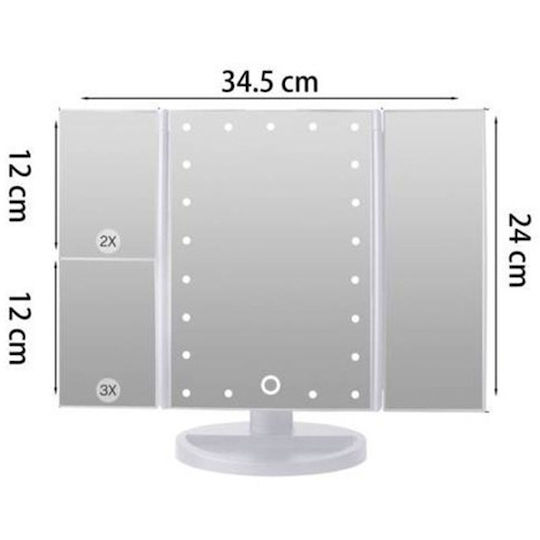 Factory Makeup Mirror Tabletop with Light 28x28cm White