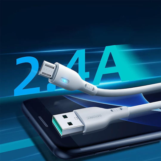 Joyroom S-UM018A13W2 Braided USB 2.0 to micro USB Cable Λευκό 2m