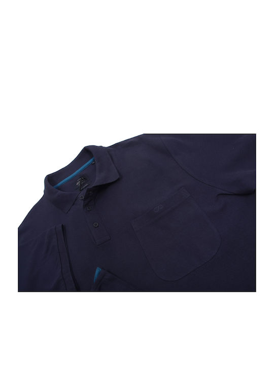 Double 10819 S Men's Short Sleeve Blouse Polo Navy Blue