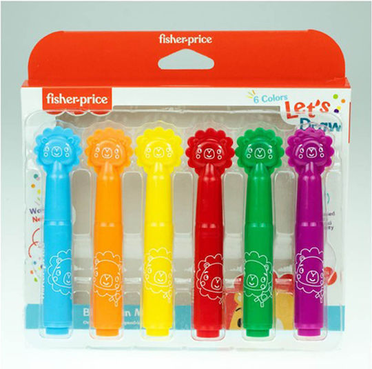 Fisher Price Lion Μαρκαδόροι Ζωγραφικής Χονδροί Σετ 6 χρώματα