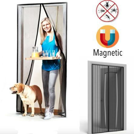 Magic Mesh Smart Pet Friendly Door Mosquito Net with Velcro with Magnetic Clasp Made of White Plastic 220x110cm
