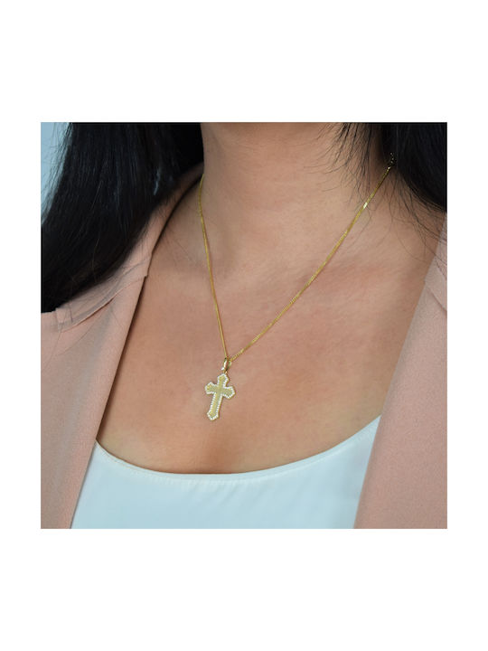 14K Gold female baptismal cross with chain