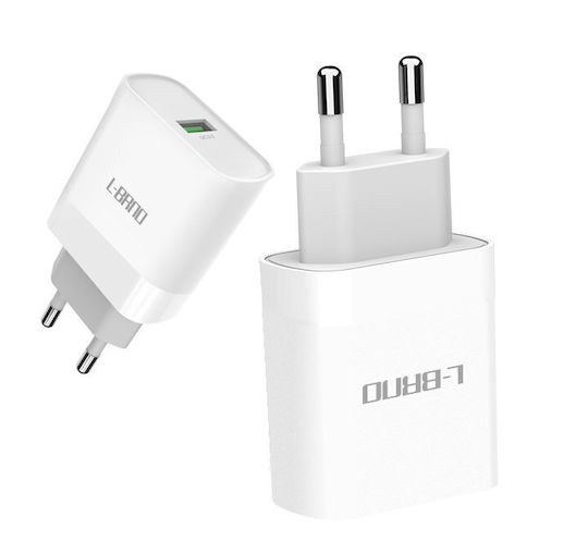 Dux Ducis Φορτιστής Χωρίς Καλώδιο με Θύρα USB-A και Θύρα USB-C 18W Power Delivery / Quick Charge 3.0 Λευκός (C80)