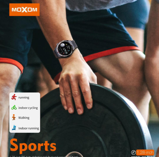 Moxom Sports Αδιάβροχο Smartwatch με Παλμογράφο (Μαύρο)