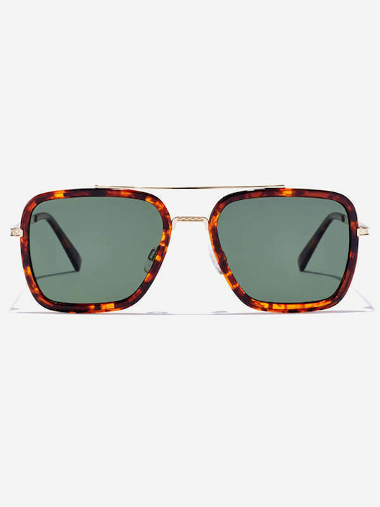 Hawkers Ibiza Sunglasses with Gold Green Tartaruga Frame and Green Polarized Lens HIBZ22CETP