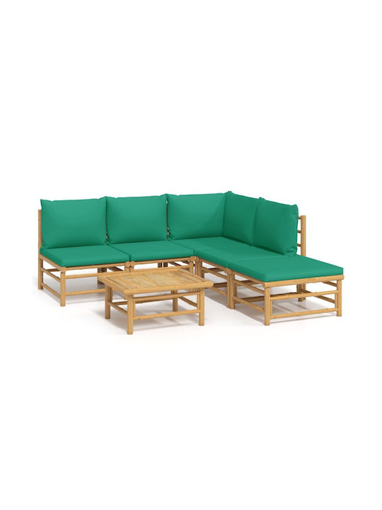Garden & Outdoor Furniture Sets Living Room Set 6 Pieces Natural with Pillows
