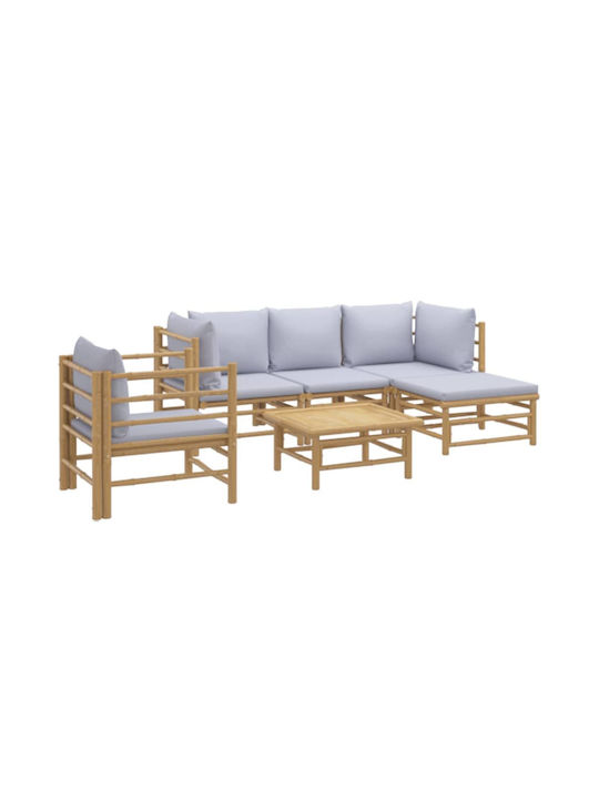 Set Cameră De Zi Exterior 6 Piese Natural Cu Perne
