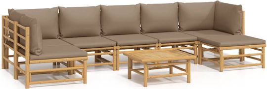 Garten- und Outdoor-Möbelsets Wohnzimmer Typsatz 8 Stück Natur mit Kissen Garten- und Outdoor-Möbelsets Wohnzimmer Typsatz 8 Stück Natur mit Kissen