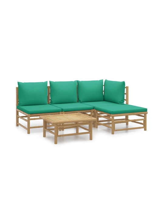 Garten- und Outdoor-Möbelsets Typsatz Wohnzimmer 5 Stück Grün mit Kissen
