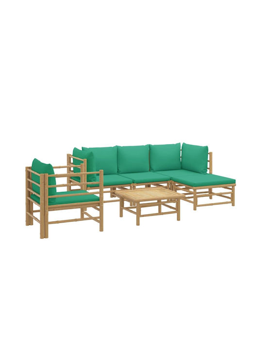 vidaXL Garden & Outdoor Furniture Sets Living Room Set 6 Pieces Green with Pillows