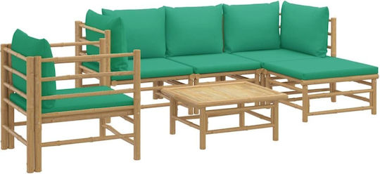 Garten- und Outdoor-Möbelsets 6 Stück Grün mit Kissen
