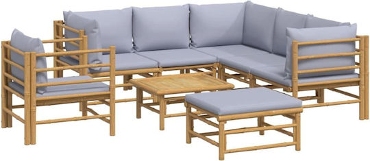Garten- und Outdoor-Möbelsets Wohnzimmer Typsatz 8 Stück Natur mit Kissen