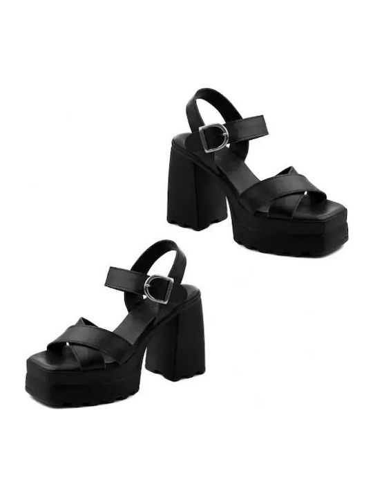 Din piele Sandale Negre