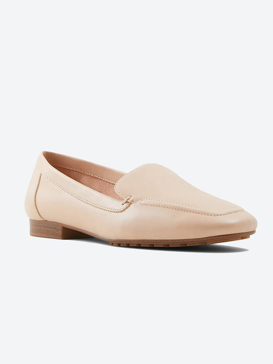 Aldo Prelindra Leather Women's Loafers in Beige Color