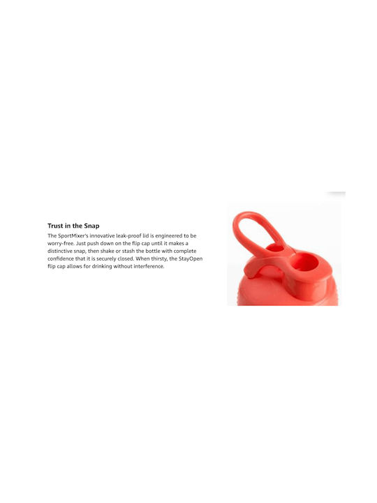 Blender Bottle Sportmixer Shaker Πρωτεΐνης 820ml Πλαστικό Πορτοκαλί