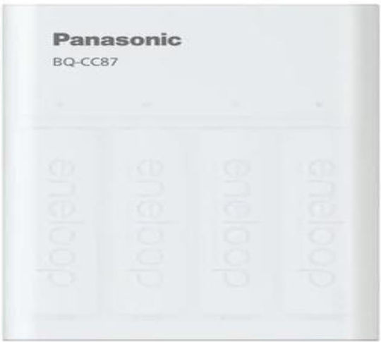 Panasonic Eneloop Smart & Quick BQ-CC87 USB Ladegerät 4 Batterien Ni-MH Größe AA/AAA Set mit 4x AA 1900 mAh in Weiß Farbe