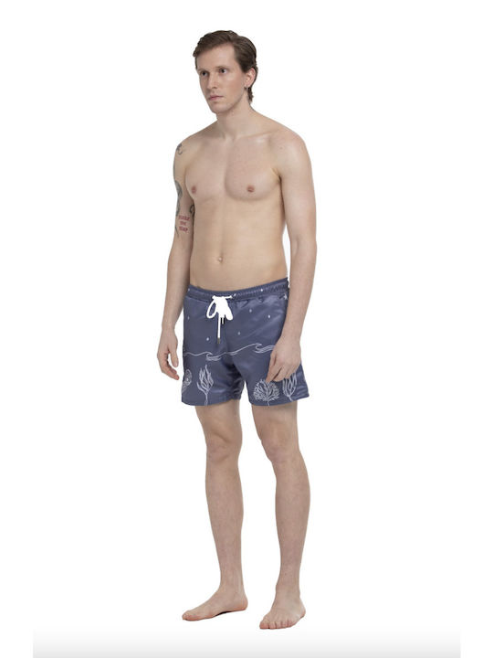 NÉ EN AOÛT | Marine Treasure : Swim Shorts With Theme Of The Sea In Blue And Off White